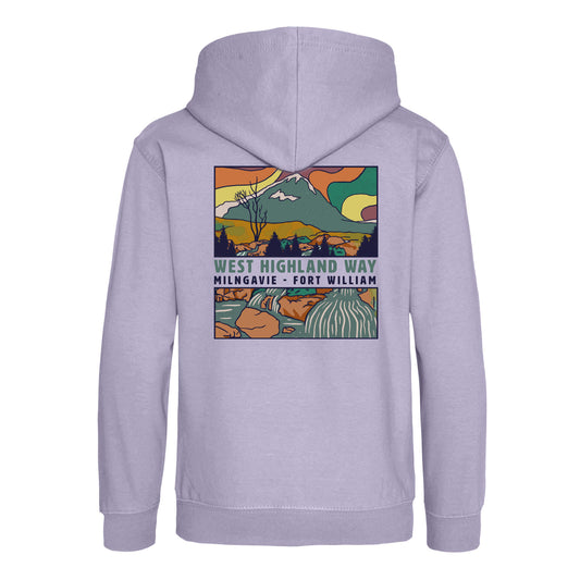 Landscape Organic Hoodie | Lavender | Back View | West Highland Way