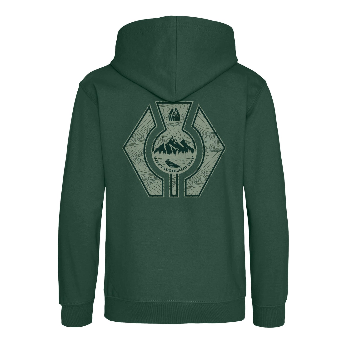 Thistle Organic Cotton Hoodie | Forest Green | Back View | West Highland Way
