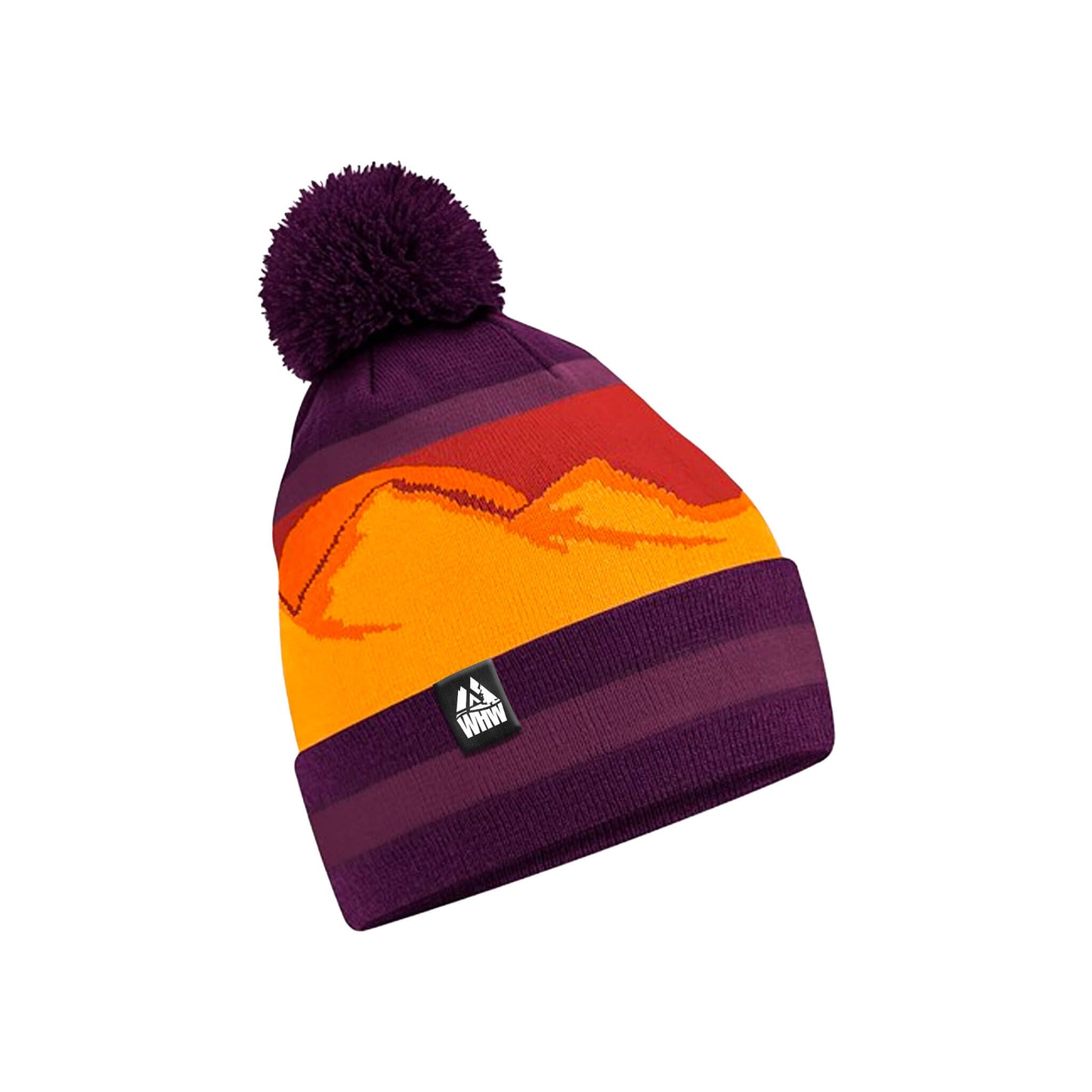 Landscape Pom Pom Beanie | Sunset Orange | West Highland Way