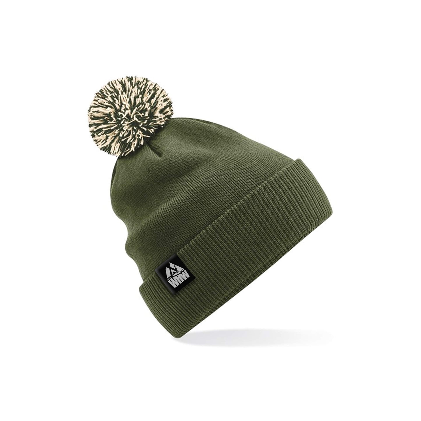 Classic Pom Pom Beanie | Olive Green/Oatmeal | West Highland Way