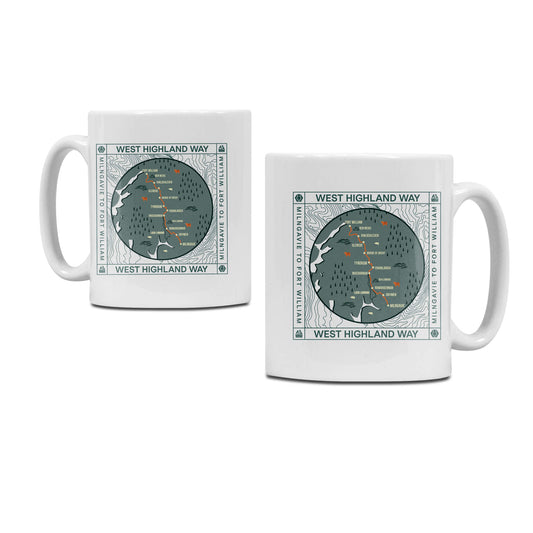 A pair of WHW Map Ceramic Mugs (sold individually) - West Highland Way