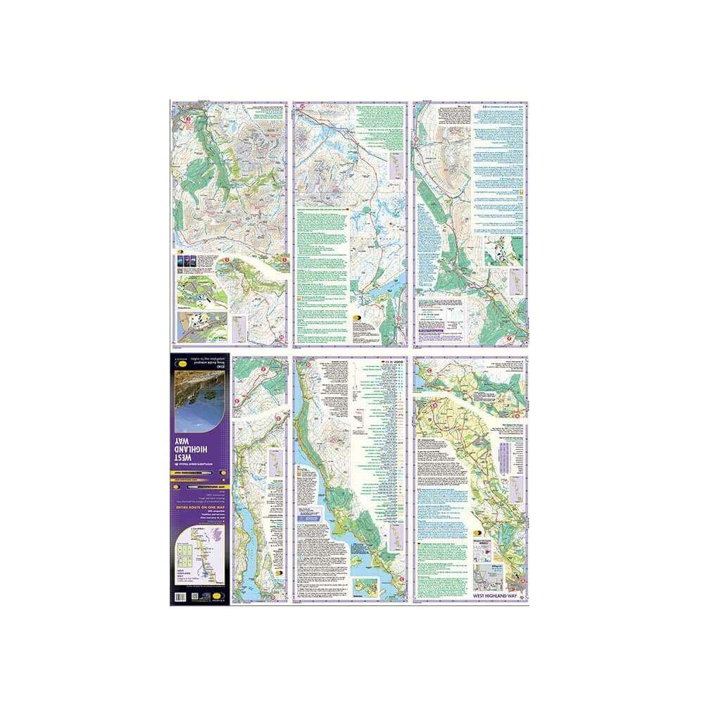 West Highland Way Trail Map - Inside view showing route sectionsImage - Clear & Easy To Read - Route shown in Red -Harvey Maps