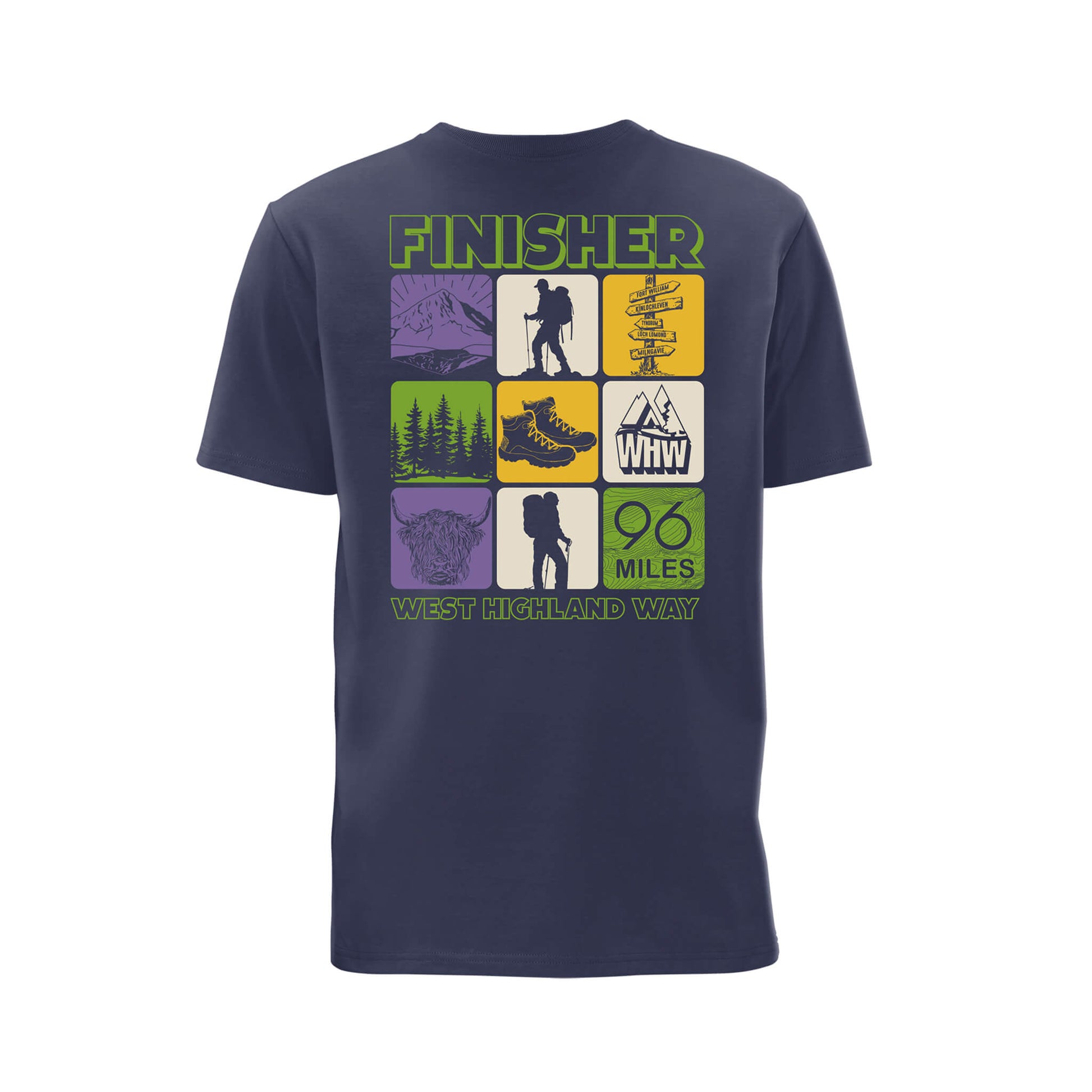 Finisher Organic Cotton T-Shirt | Navy | Back | West Highland Way