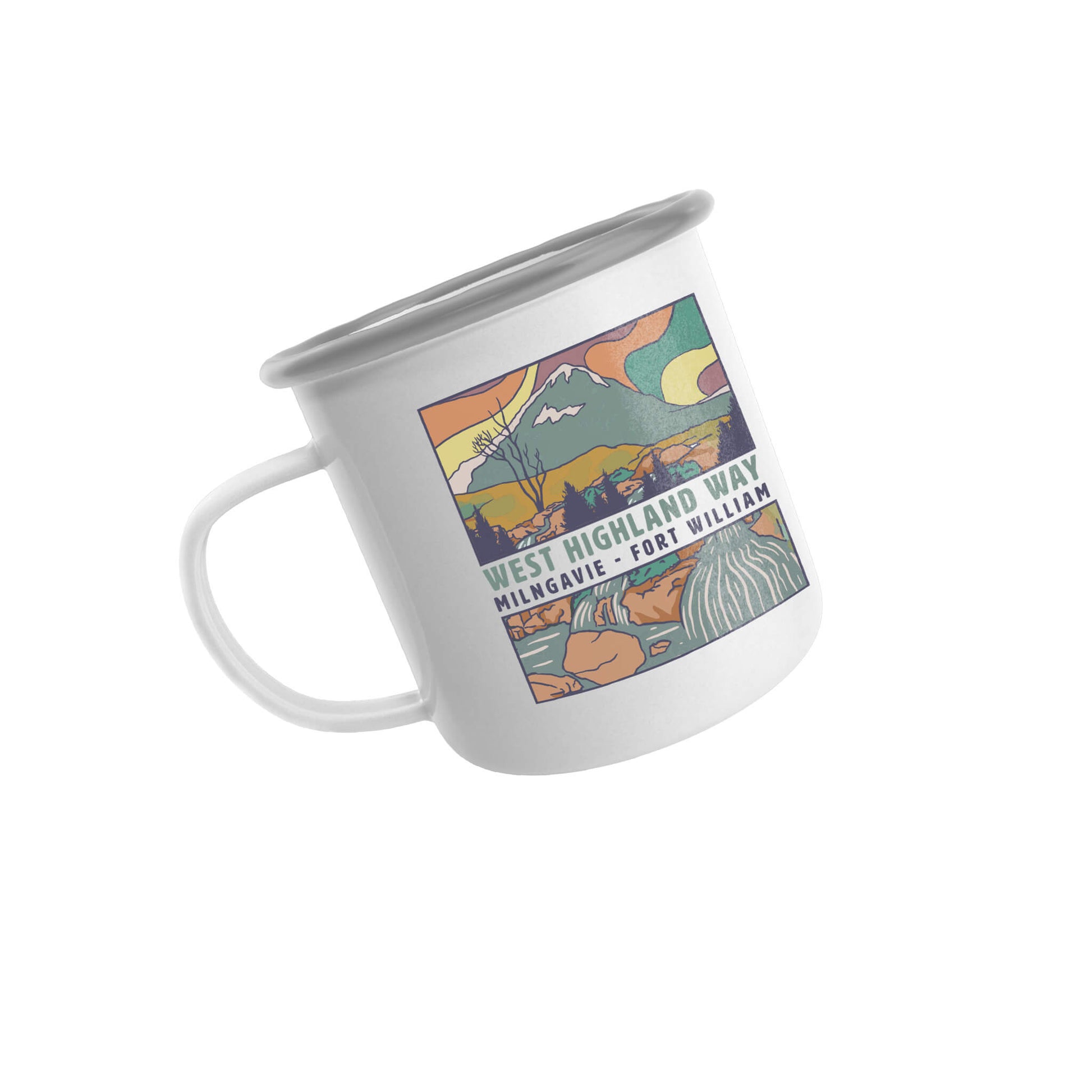 Landscape Enamel Mug | White | West Highland Way