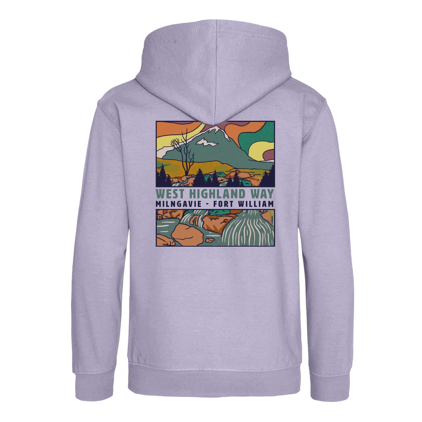 Landscape Organic Hoodie | Lavender | Back View | West Highland Way