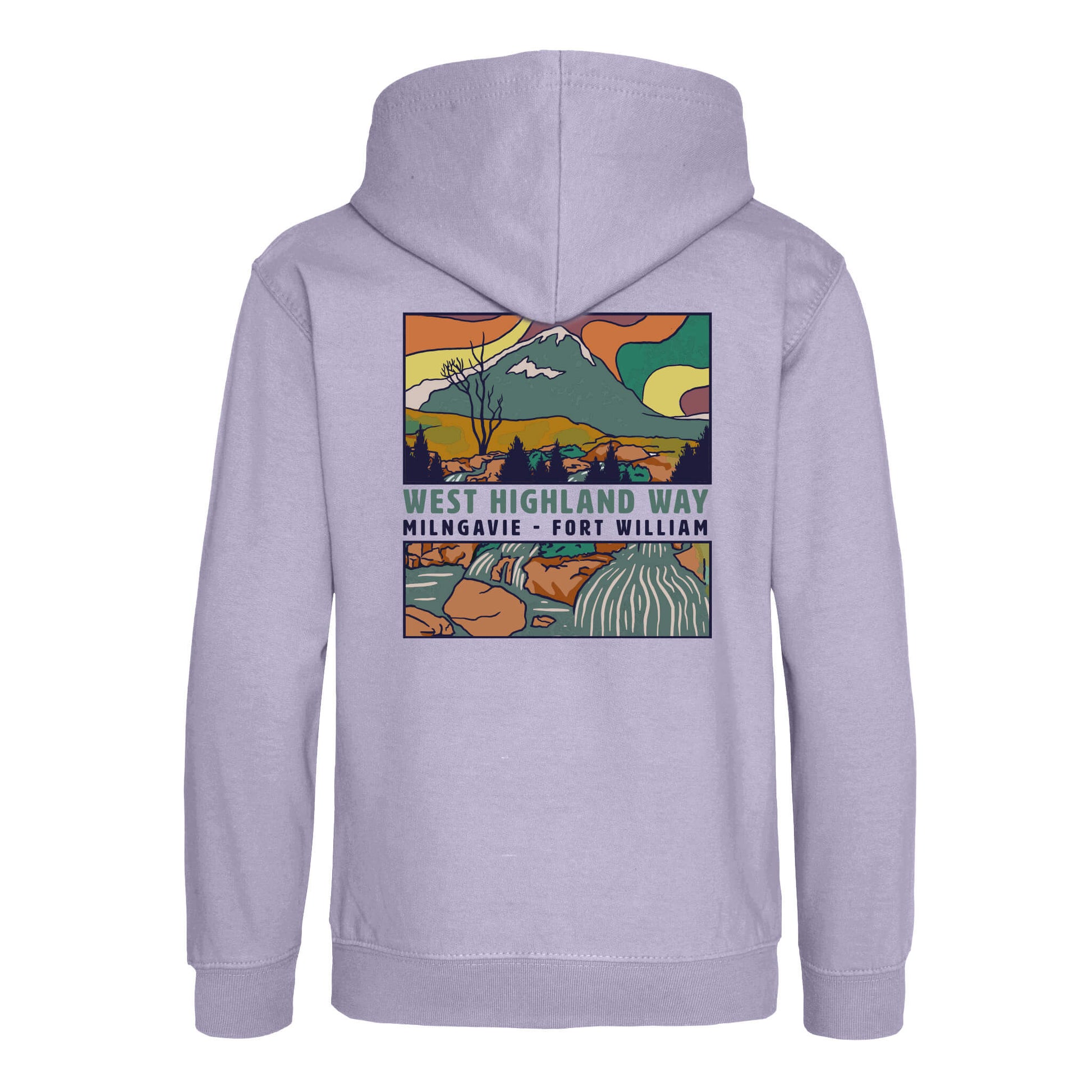 Landscape Organic Hoodie | Lavender | Back View | West Highland Way