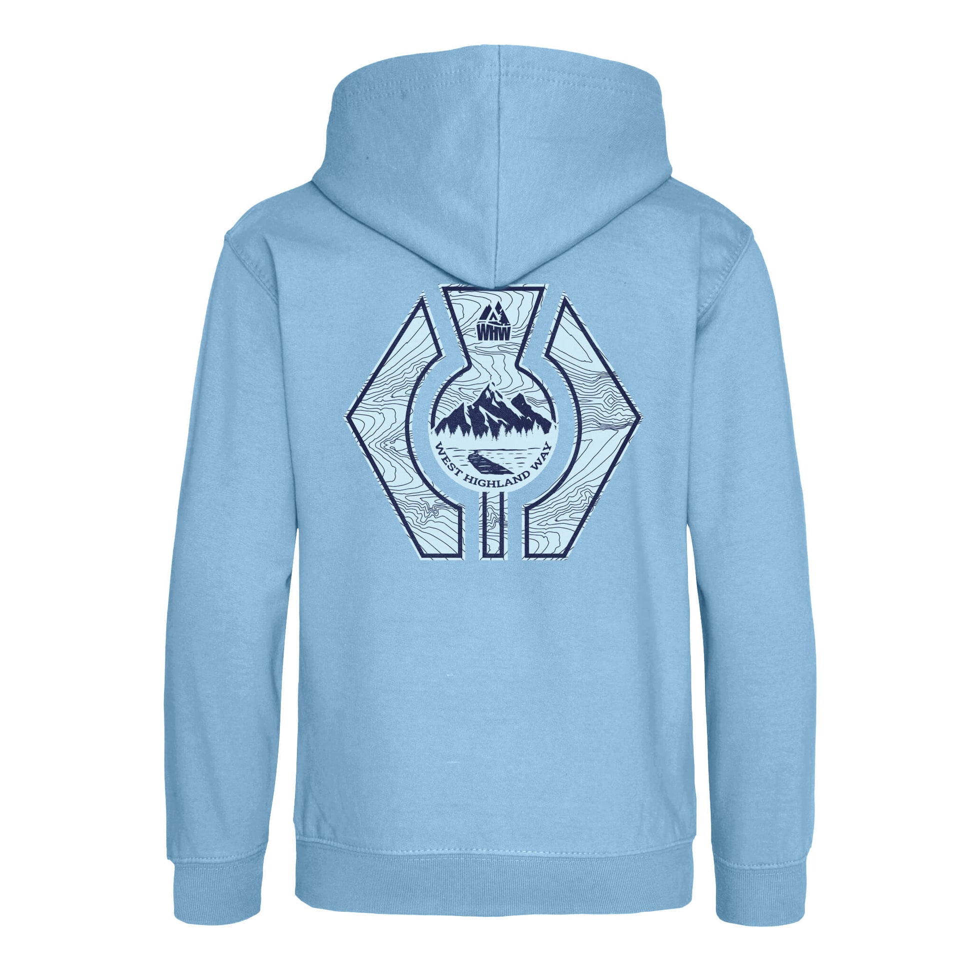 Thistle Organic Cotton Hoodie | Light Blue | Back | West Highland Way