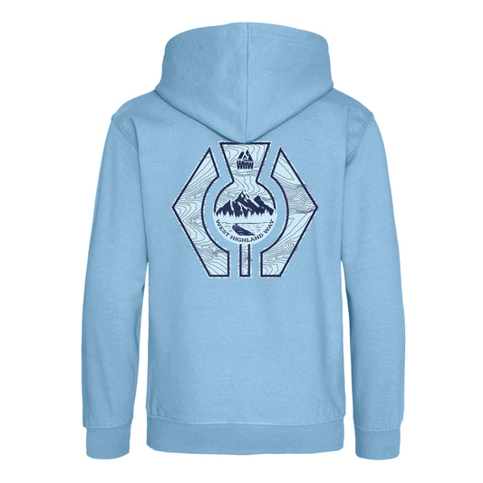 Thistle Organic Cotton Hoodie | Light Blue | Back | West Highland Way