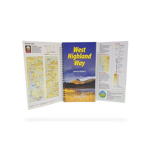 West Highland Way guide book with cover inserts opened out.