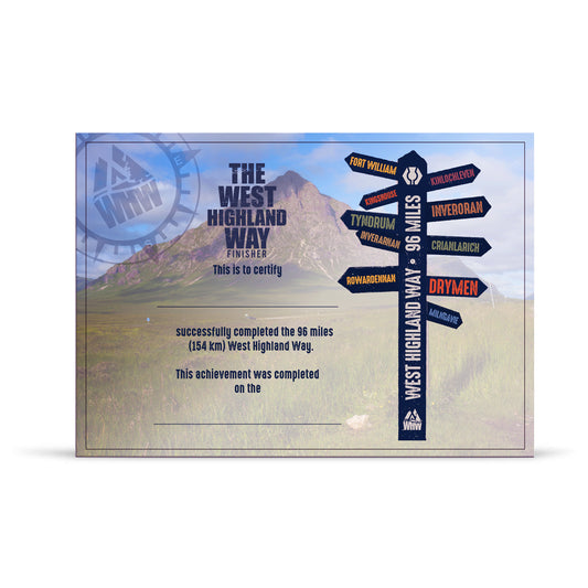West Highland Way A4 Finisher's certificate