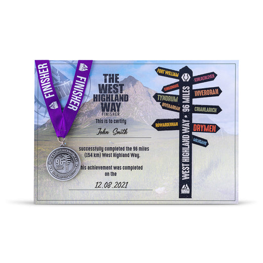 Finisher's Medal & Personalised Certificate Bundle West Highland Way