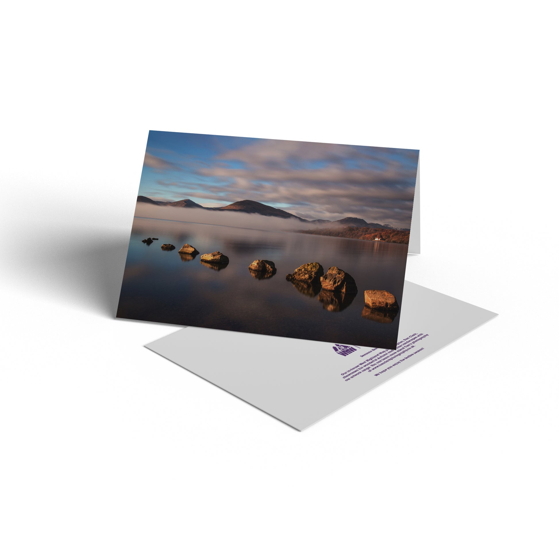 West highland Way greetings card with photo of Milarrochy Bay, Balmaha, Loch Lomond