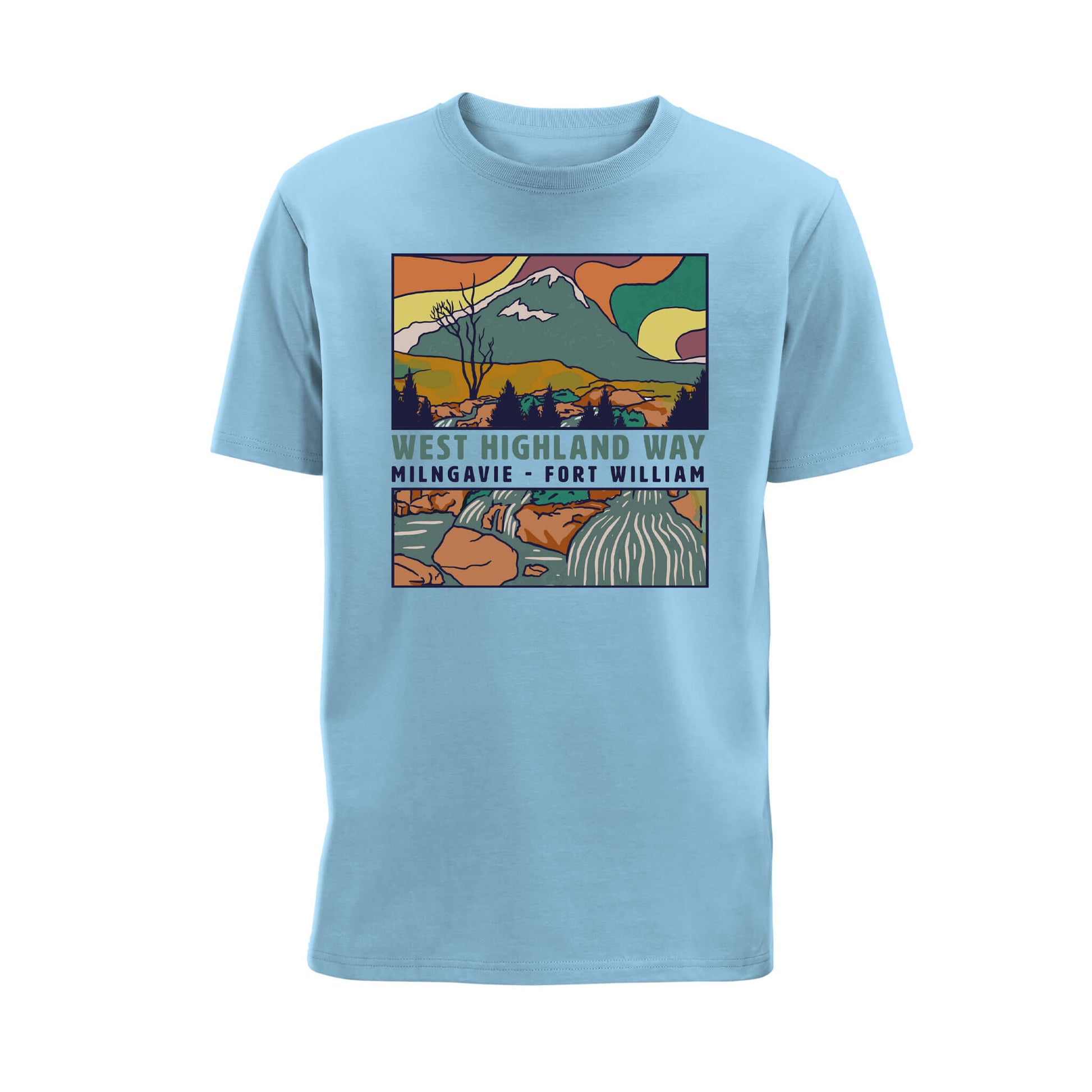 Landscape Organic Cotton T-Shirt | Light Blue | West Highland Way