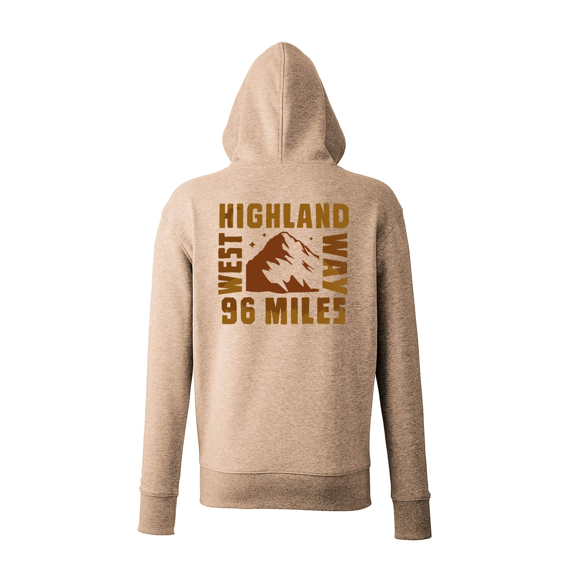 Mountain Organic Cotton Hoodie - Desert Sand - Back View - West Highland Way