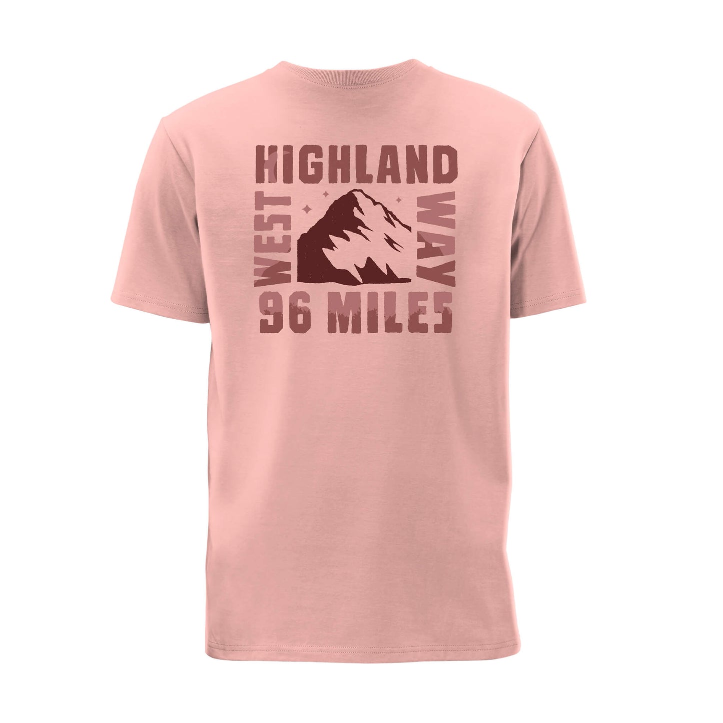 Mountain Organic Cotton T-Shirt - Soft Rose - Back View - West Highland Way
