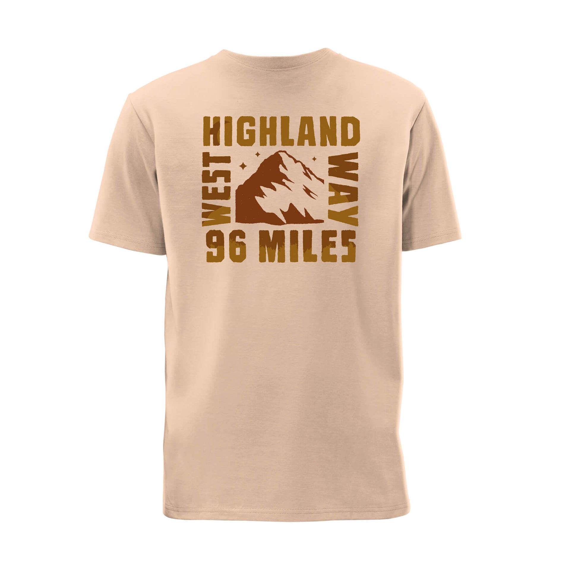 Mountain Organic Cotton T-Shirt - Desert Sand - Back View - West Highland Way