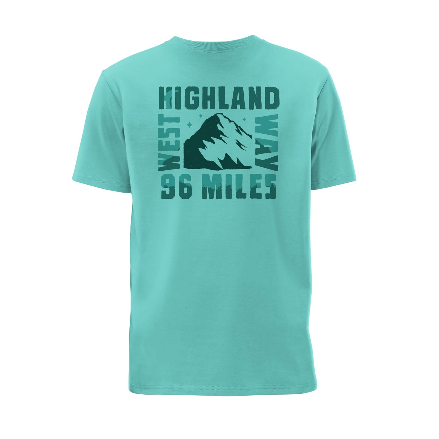 Mountain Organic Cotton T-Shirt - Teal - Back View - West Highland Way