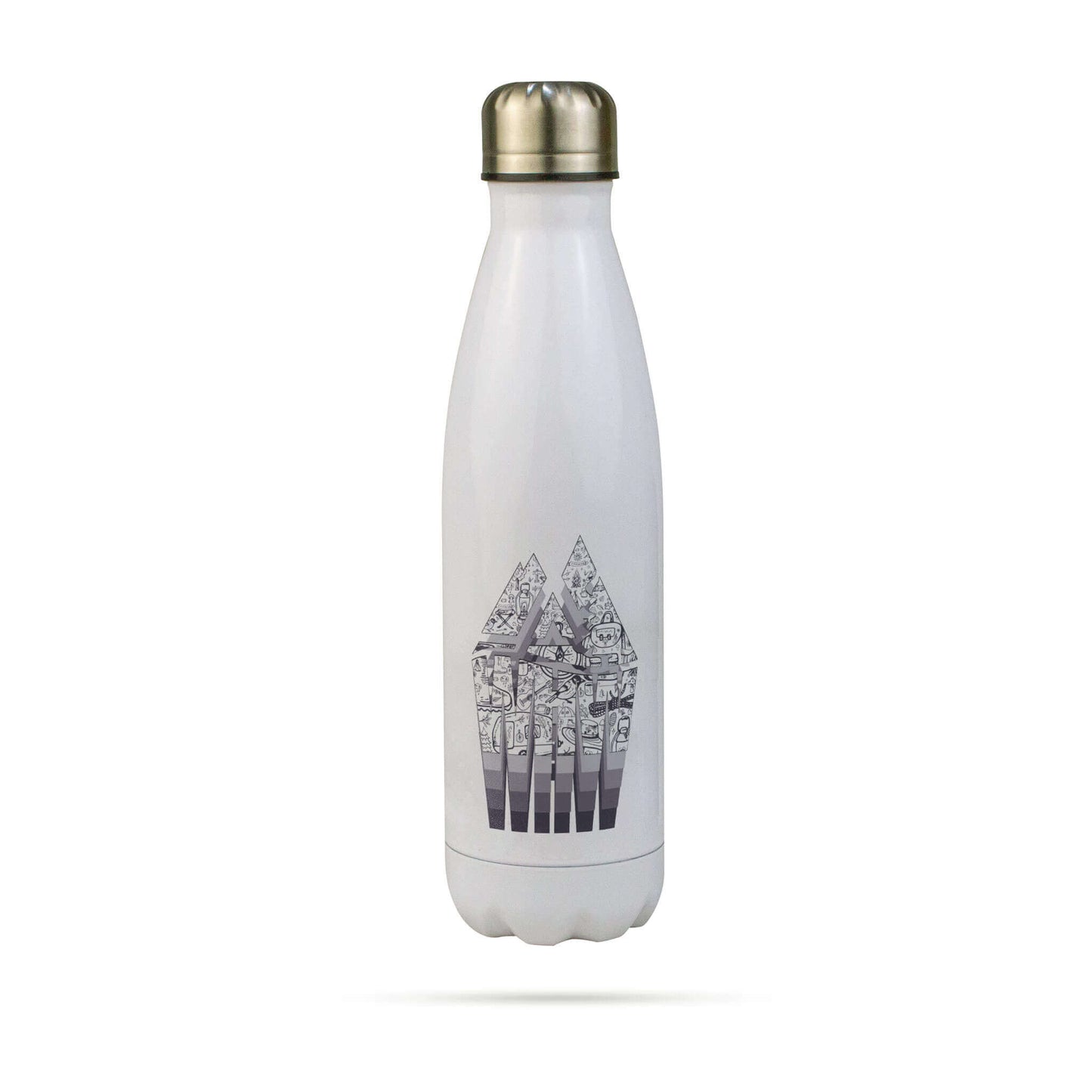 White West Highland way stainless steel water bottle with performance range graphic