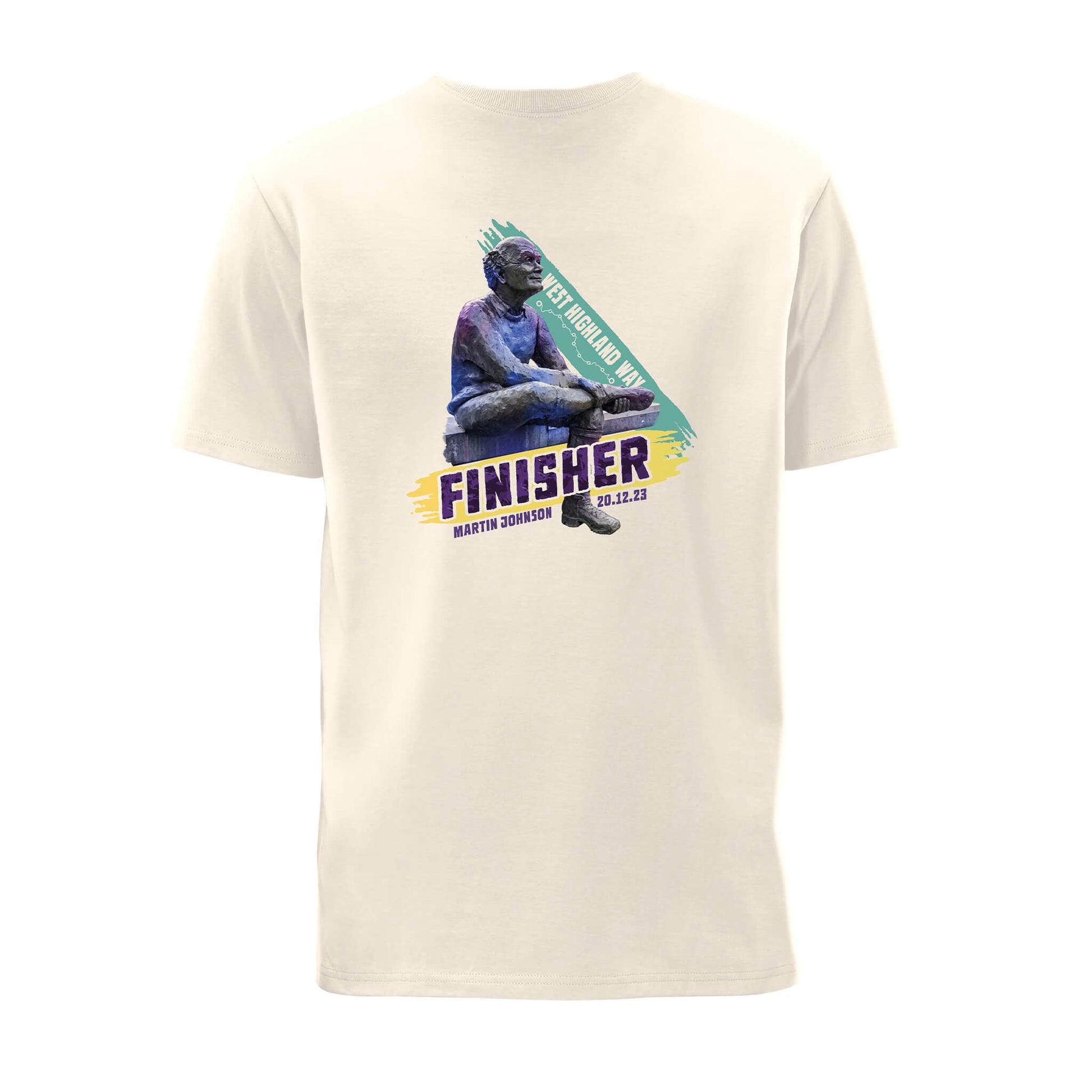 Sore Feet Finisher Organic Cotton T-Shirt - White - Back View - West Highland Way
